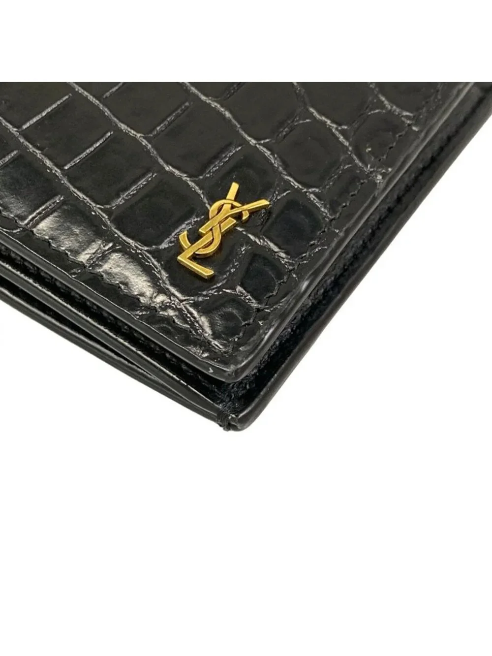 Saint Laurent Paris Wallet Black Embossed Leather